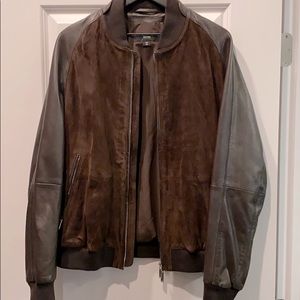 Hugo Boss Brown Suede Leather Bomber SZ 40R (M-L)
